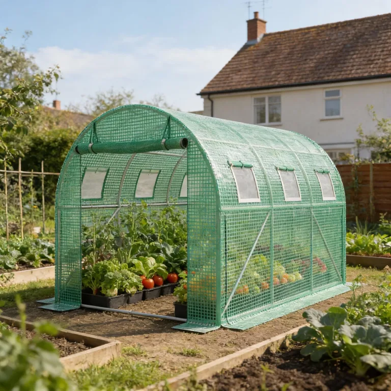 XMTECH Gewächshaus 3x2 m (6 m²) – Garten Foliengewächshaus mit 6 Fenstern, UV-beständig, verzinkter Stahlrahmen, Moskitonetz, ideal für Gemüse, Tomaten, Blumen, Tomatenhaus, grün – Bild 9
