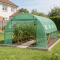 3x4m Foliengewächshaus Gartengewächshäuser aus verzinktem Stahl PE Gewächshaus mit Aufrollbare Fenster Tomatenhaus Winterfest Folientunnel Pflanzenzelt Folien Treibhaus inkl. Erdanker - Thumbnail 8