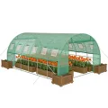 Gewächshaus 300x600x200cm Foliengewächshaus Winterfest Folientunnel UV-Schutz Tomatenhaus Pflanztunnel für Frucht Gemüse Blumen Pflanzenzelt mit Fenster Treibhaus inkl. Erdanker & Seilen - Thumbnail 1