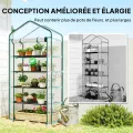 Outsunny Gartengewächshaus PVC mit Regalen 5 Ebenen, Balkongewächshaus, verstärkte Plane, Gestell aus Stahl, Tür mit Reißverschluss, aufrollbar, für Gemüse, Pflanzen, Blumen, 90 x 49 x 193 cm - Thumbnail 3