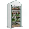 Outsunny Gartengewächshaus PVC mit Regalen 5 Ebenen, Balkongewächshaus, verstärkte Plane, Gestell aus Stahl, Tür mit Reißverschluss, aufrollbar, für Gemüse, Pflanzen, Blumen, 90 x 49 x 193 cm - Thumbnail 10