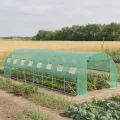 Foliengewächshaus 8x3x2m, verzinktem Stahl Gewächshaus, aufrollbare Seitenwände mit Moskitonetz, 16 Fenster & 2 Tür inkl. inkl. Erdanker & Seile, Grün - Thumbnail 8
