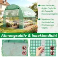 Foliengewächshaus 6x3x2m, verzinktem Stahl Gewächshaus, aufrollbare Seitenwände mit Moskitonetz, 12 Fenster & 2 Tür inkl. inkl. Erdanker & Seile, Grün - Thumbnail 5