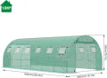 Foliengewächshaus 6x3x2m, verzinktem Stahl Gewächshaus, aufrollbare Seitenwände mit Moskitonetz, 12 Fenster & 2 Tür inkl. inkl. Erdanker & Seile, Grün - Thumbnail 2