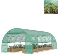 Foliengewächshaus 6x3x2m, verzinktem Stahl Gewächshaus, aufrollbare Seitenwände mit Moskitonetz, 12 Fenster & 2 Tür inkl. inkl. Erdanker & Seile, Grün - Thumbnail 1
