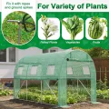 18㎡ Frostschutz Gartengewächshäuser aus Stahl Rahmen 3x6x2m HDPE Foliengewächshaus mit 12 Insektenschutzgitter Fenster & 2 Tür Begehbares Gewächshaus Garten Überwinterungszelt für Pflanzen - Thumbnail 7