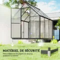 Outsunny Gewächshaus aus Aluminium und Polycarbonat, Gewächshaus mit verstellbarem Fenster und Flügeltür, wetterfestes Außenhaus für Pflanzen, Blumen, Gemüsegarten und Setzlinge, transparent - Thumbnail 5