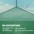 Outsunny Garten-Tunnelgewächshaus 6 m², Gartengewächshaus mit Regalen, 198 x 293 x 194 cm, verzinkter Stahlrahmen, Tür und 6 Fenster, für den Außenbereich, für alle Jahreszeiten, hochdichte PE-Plane - Thumbnail 5