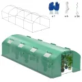 Gewächshaus 300x800x200cm, Gemüsegewächshaus mit 6 Fenstern und 2 Reißverschlusstüren, 140g/m² PE UV50+ Abdeckung. perfekt für Garten und Terrasse - Thumbnail 2