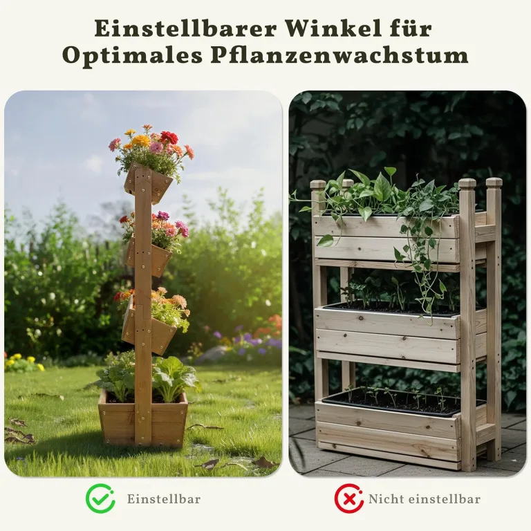 Yaheetech Vertikal Hochbeet mit 4 Etagen, 84,5×45×140,5 cm Pflanzbeet mit Entwässerungslöcher & Pflanzvlies, Tannenholz Wetterfest, Frühbeet Gartenbeet Kräutertreppe für Garten Balkon, Dunkelbraun – Bild 8