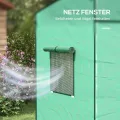 Outsunny Tomatengewächshaus Foliengewächshaus mit Rolltor Netzfenster Schrägdach 196 x 77 x 197 cm Stabil Gewächshaus mit PE-Folie Erdhaken Tomatenhaus Treibhaus für Garten, Balkon, Terrasse Grün - Thumbnail 5