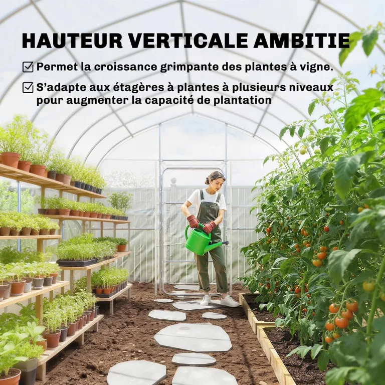 Outsunny Tunnelgewächshaus 3 x 4 m mit PO-Abdeckung, 2 Türen mit Scharnieren, beheizbares Gewächshaus mit optimierter Struktur für Garten, Terrasse oder Rasen, transparent – Bild 6