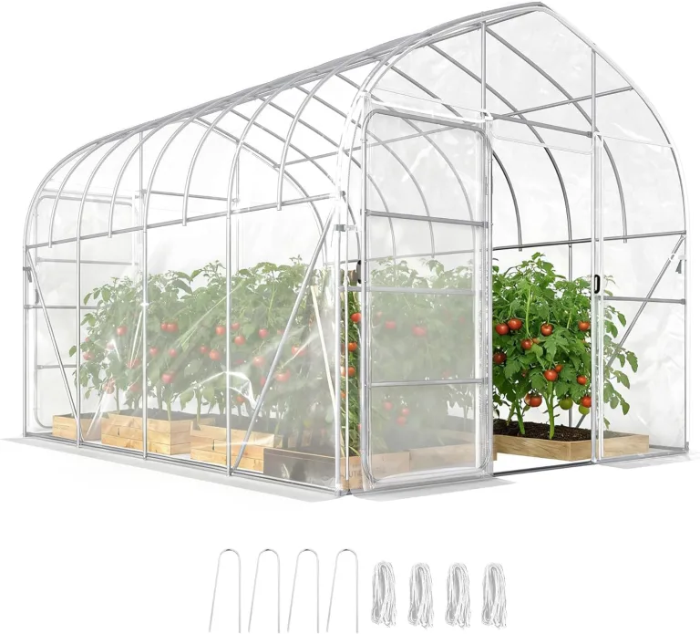 Outsunny Tunnelgewächshaus 3 x 4 m mit PO-Abdeckung, 2 Türen mit Scharnieren, beheizbares Gewächshaus mit optimierter Struktur für Garten, Terrasse oder Rasen, transparent – Bild 1