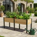 Hochbeet aus Holz - 180x60x80cm Großes Erhöhtes - Modern & Extrem Stabil Pflanzkasten & Blumenkasten - Pflanzbeet Kräuterbeet Blumenbeet für Garten Balkon Terrasse - Thumbnail 7