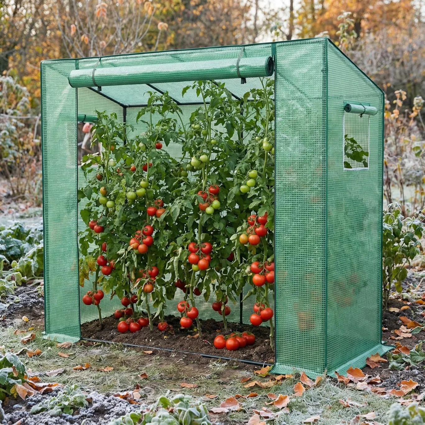 Aufun Gewächshaus Foliengewächshaus mit 2 Belüftungsfenster 200x80x150 cm, Stabil Begehbarers Tomaten Foliengewächshaus Balkon Outdoor, Winterfest Tomatenhaus für Optimales Pflanzenwachstum - Bild 1