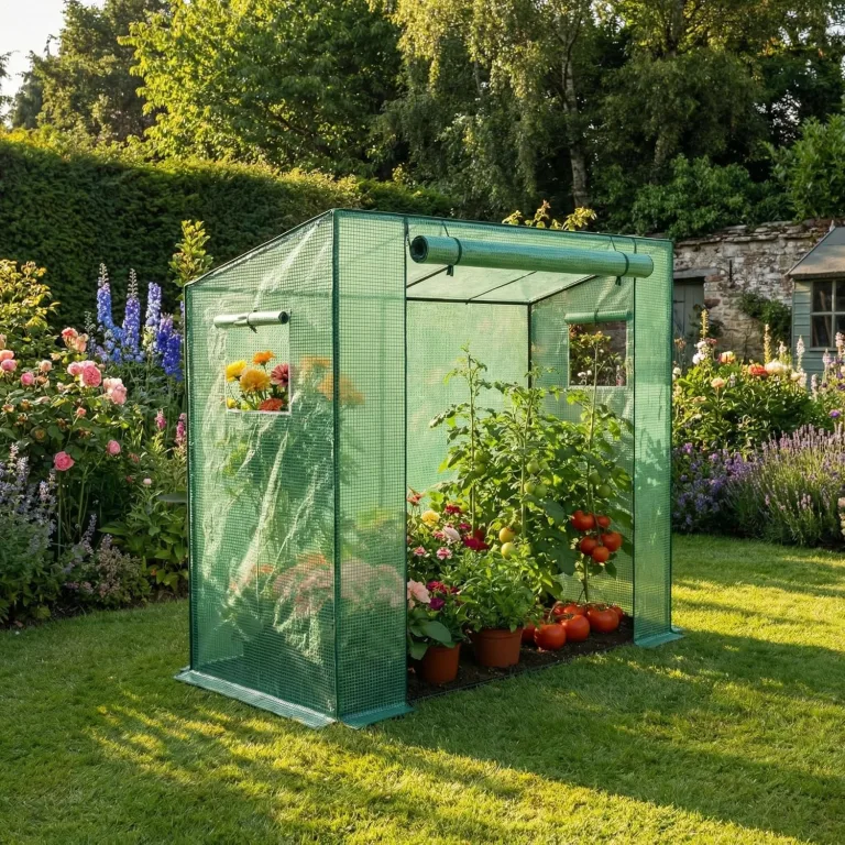 Aufun Gewächshaus Foliengewächshaus mit 2 Belüftungsfenster 200x80x150 cm, Stabil Begehbarers Tomaten Foliengewächshaus Balkon Outdoor, Winterfest Tomatenhaus für Optimales Pflanzenwachstum – Bild 9