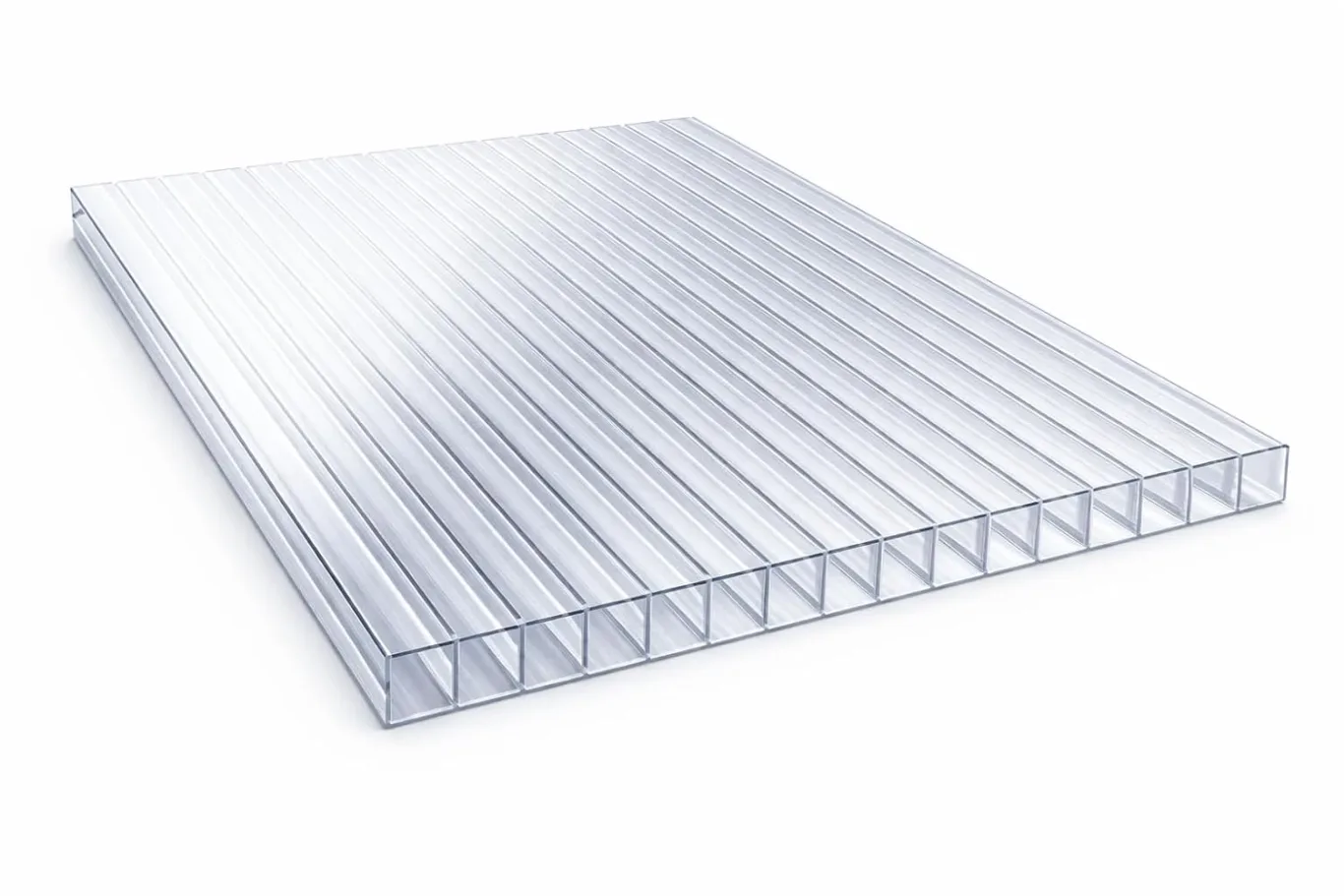 Polycarbonat Doppelstegplatte 4 mm klar, Zuschnitt 2000 x 1050 mm (L x B), Breite 1050 mm fix, UV-Schutz einseitig – Gewächshausplatten, Überdachung, Pergola, Carport | Macrolux Makrolon - Bild 1