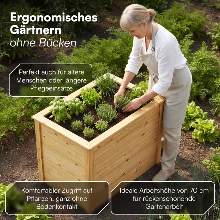 STEELSØN Theemin Hochbeet Natur – Pflanzenkübel 100x60x70 cm (LxBxH) – Kräuterbeet aus Lärchenholz – Gartenbeet mit UV-Schutzlackierung – Beet wetterfest – Pflanzenkasten für Garten – Kräuterbeet Holz – Bild 3