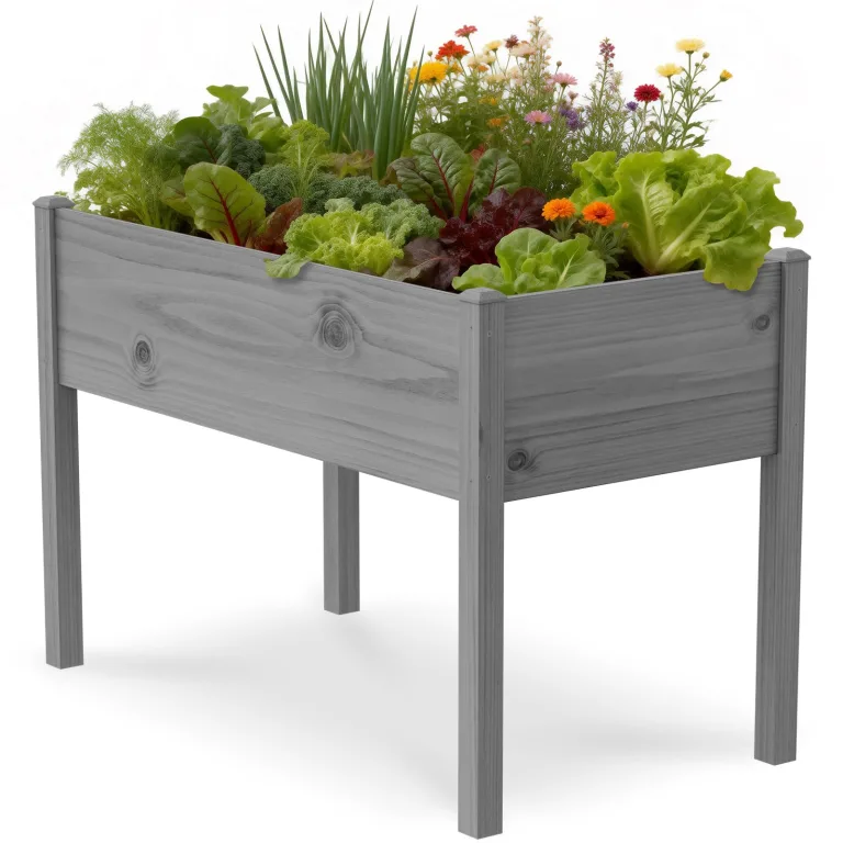 SUNYRISY Dual Hochbeet Holz für Balkon und Garten, 180x60x80cm Pflanzkasten Blumenkasten Kräuterbeet Tannenholz Pflanzbeet Blumenbeet Hochbeet-Kit für Garten Balkon Terrasse, Holzfarbe – Bild 8