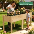 SUNYRISY Dual Hochbeet Holz für Balkon und Garten, 180x60x80cm Pflanzkasten Blumenkasten Kräuterbeet Tannenholz Pflanzbeet Blumenbeet Hochbeet-Kit für Garten Balkon Terrasse, Holzfarbe - Thumbnail 3