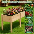 SUNYRISY Dual Hochbeet Holz für Balkon und Garten, 180x60x80cm Pflanzkasten Blumenkasten Kräuterbeet Tannenholz Pflanzbeet Blumenbeet Hochbeet-Kit für Garten Balkon Terrasse, Holzfarbe - Thumbnail 7