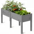 SUNYRISY Dual Hochbeet Holz für Balkon und Garten, 180x60x80cm Pflanzkasten Blumenkasten Kräuterbeet Tannenholz Pflanzbeet Blumenbeet Hochbeet-Kit für Garten Balkon Terrasse, Holzfarbe - Thumbnail 10