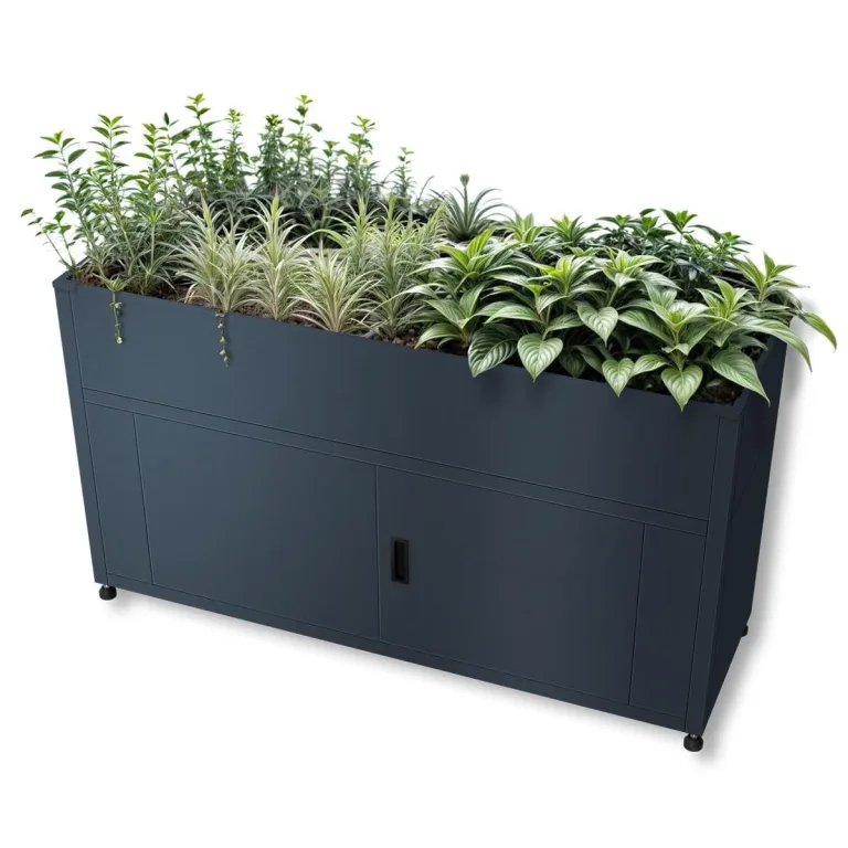 Metzler Hochbeet für den Garten mit Stauraum – Pulverbeschichteter Stahl in Anthrazit RAL 7016 | Witterungsbeständiges Metall-Gartenbeet, Pflanzenbeet, Blumenhochbeet | 160 x 85 x 50 cm – Bild 1