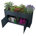Metzler Hochbeet für den Garten mit Stauraum – Pulverbeschichteter Stahl in Anthrazit RAL 7016 | Witterungsbeständiges Metall-Gartenbeet, Pflanzenbeet, Blumenhochbeet | 160 x 85 x 50 cm - Thumbnail 2
