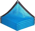 98 % Sonnenschutztuch mit Ösen – für den Außenbereich, blaue Netzplane für Gewächshaus, Zwinger und Tomatenpflanzen (5 x 5 m) – UV-Schutz und Stoff - Thumbnail 1
