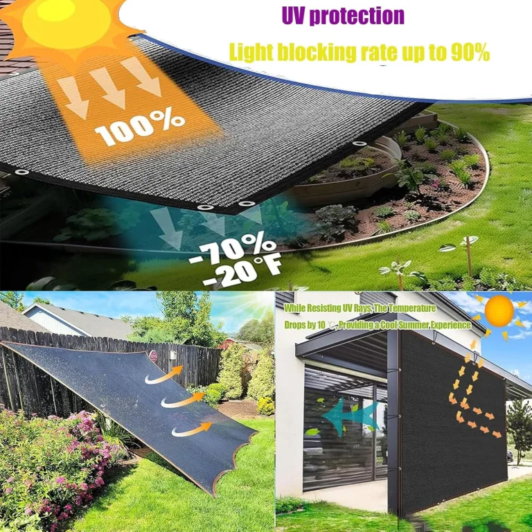 Schwarzes Schattentuch, 90 % UV-Schutz, Netzplane mit Ösen, Sonnenschutz, für Gartenpflanzen, Gewächshaus, Scheunen, Terrassen und Tomaten, 4,8 x 7,6 m – Bild 6