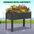 SUNYRISY Hochbeet Metall für Balkon und Garten, 116x60x80cm Verzinkter Stahl Pflanzkasten Blumenkasten Kräuterbeet Pflanzbeet Blumenbeet Hochbeet-Kit für Garten Balkon Terrasse, Schwarz - Thumbnail 4