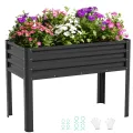 SUNYRISY Hochbeet Metall für Balkon und Garten, 116x60x80cm Verzinkter Stahl Pflanzkasten Blumenkasten Kräuterbeet Pflanzbeet Blumenbeet Hochbeet-Kit für Garten Balkon Terrasse, Schwarz - Thumbnail 1