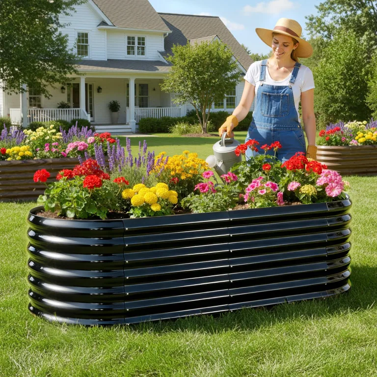 180x90x60 cm Hochbeet Metall - 6-in-1 Pflanzbeet Hochbeete für Garten aus Verzinktem Stahl - Wellblech oval Wetterfest & Rostfrei Gartenbeet für Garten Terrasse & Balkon – Bild 7