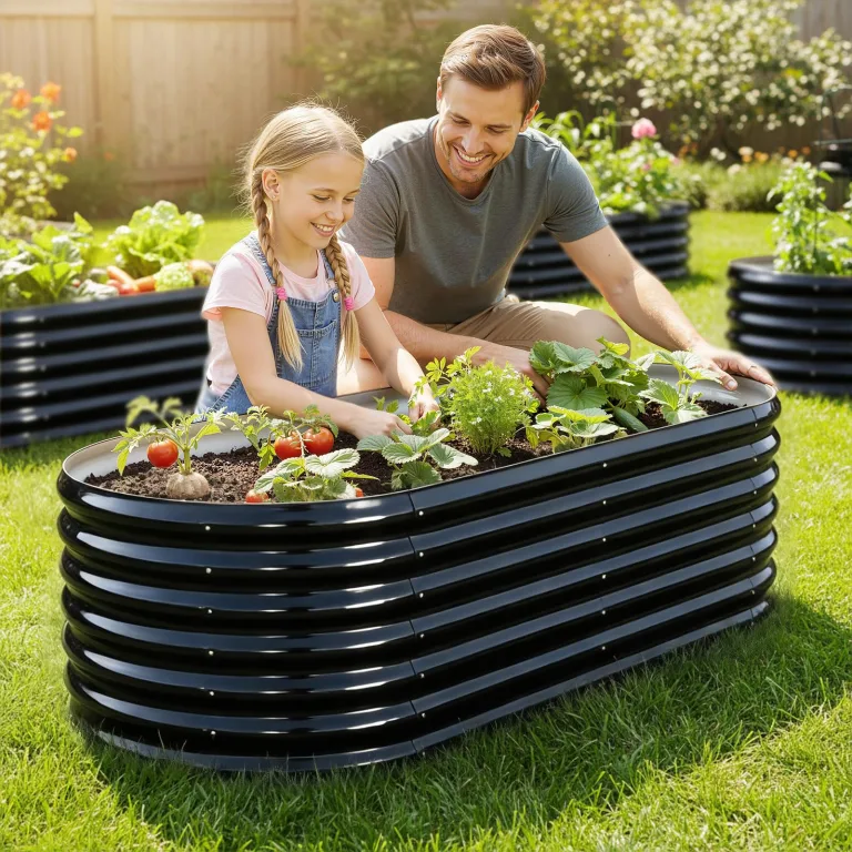 180x90x60 cm Hochbeet Metall - 6-in-1 Pflanzbeet Hochbeete für Garten aus Verzinktem Stahl - Wellblech oval Wetterfest & Rostfrei Gartenbeet für Garten Terrasse & Balkon – Bild 8