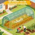 Soontrans Gewächshaus 3 x 6 m, Platz für Gestaffeltes Gärtnern & Organisieren, Groß Tunnel Foliengewächshaus mit Aufrollbaren Seitenwänden & Meshnetzfensten & Tür, Stahlgestell Bogendach - Thumbnail 3