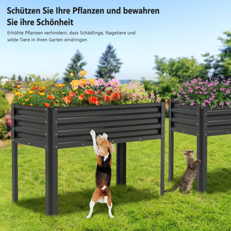 Hochbeet aus Metall, Verzinkter Stahl Rostfrei, 116x60x80 cm Hochbeet für Garten, Terrasse & Balkon, Pflanzkasten für Gemüse, Kräuter und Blumen, Langlebiges Pflanzbeet – Bild 3
