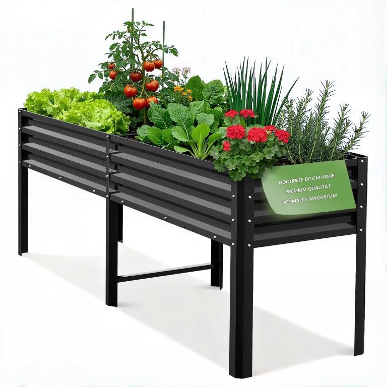 Hochbeet aus Metall, Verzinkter Stahl Rostfrei, 116x60x80 cm Hochbeet für Garten, Terrasse & Balkon, Pflanzkasten für Gemüse, Kräuter und Blumen, Langlebiges Pflanzbeet – Bild 10