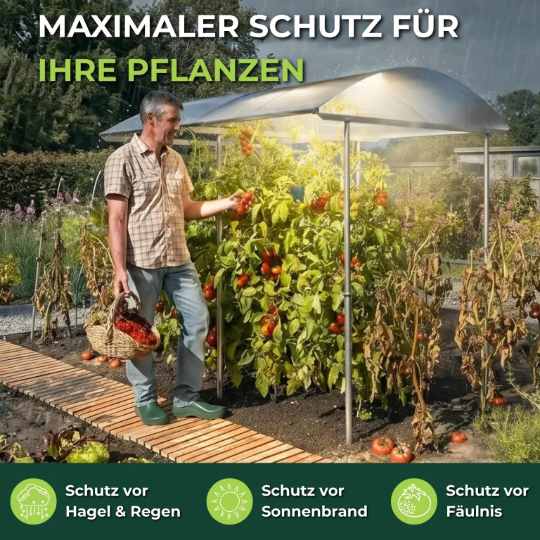 Beckmann Tomatendach PSR4 – Stabile Tomatenüberdachung & Überdachung für Hochbeet 400x150 cm – Winterfestes Alu Schutzdach, hagelfeste 6mm Platten gegen Braunfäule – Höhenverstellbar – Bild 2