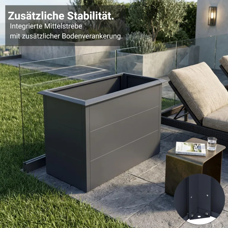 novaterra® Hochbeet Metall Anthrazit - B 100 x T 50 x H 77 cm - Premium Hochbeet aus pulverbeschichtetem Stahl, Schneckenschutz, wetterfest, ideal für Kräuterbeet, Frühbeet & Blumenkasten – Bild 7