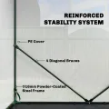 Outsunny 160 x 160 x 200 cm Begehbares Gewächshaus für den Außenbereich mit verstärktem Stahlrahmen und PE-Abdeckung, großes Pflanzenhaus mit Rolltür und 3 Netzfenstern, mit PE-Bodenabdeckung, weiß - Thumbnail 4