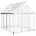 Hommdiy Gewächshaus mit Fundamentrahmen Silbern 169x169x195 cm Alu Pflanzenhaus mit Dachrinnensystem Flügeltür Treibhaus für Pflanzen Frühbeet - Thumbnail 2