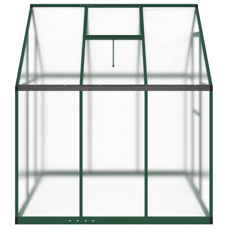Hommdiy Gewächshaus mit Fundamentrahmen Grün 169x114x195 cm Aluminimum Pflanzenhaus mit Dachrinnensystem Flügeltür Treibhaus für Pflanzen Frühbeet – Bild 3