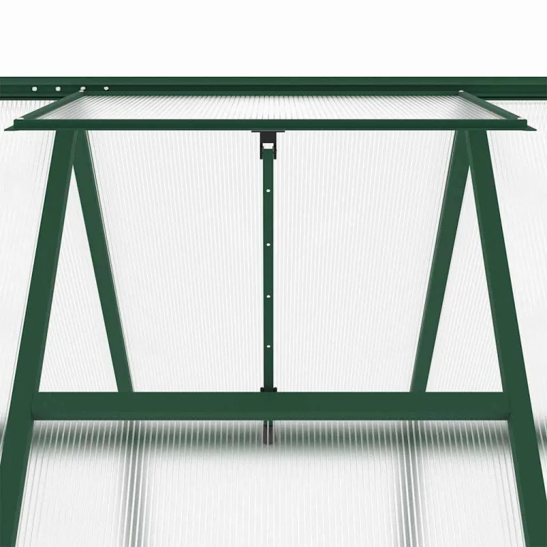 Hommdiy Gewächshaus mit Fundamentrahmen Grün 169x169x195 cm Aluminimum Pflanzenhaus mit Dachrinnensystem Flügeltür Treibhaus für Pflanzen Frühbeet – Bild 5