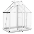 Gewächshaus mit Fundamentrahmen - Aluminium/PC, Pflanzenhaus mit Dachrinnensystem Flügeltür, Treibhaus für Pflanzen, Frühbeet (169 x 114 x 202 cm) - Thumbnail 5