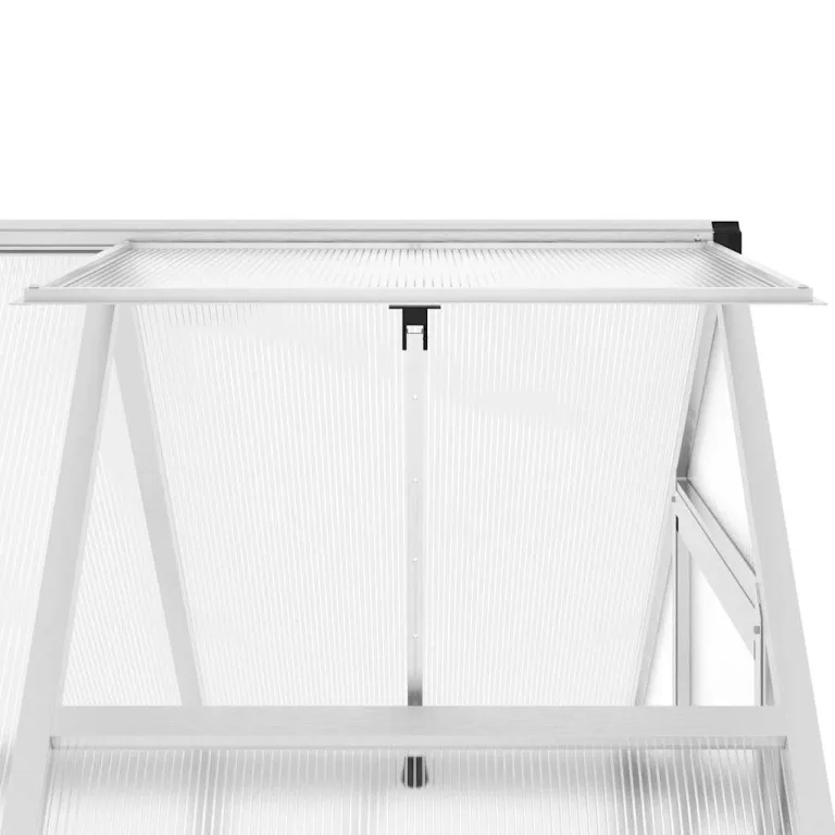 Gewächshaus mit Fundamentrahmen - Aluminium/PC, Pflanzenhaus mit Dachrinnensystem Flügeltür, Treibhaus für Pflanzen, Frühbeet (169 x 114 x 195 cm) – Bild 9