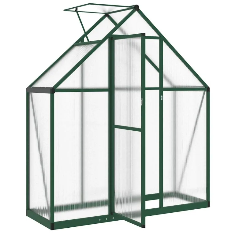 Gewächshaus mit Fundamentrahmen - Aluminium/PC, Pflanzenhaus mit Dachrinnensystem Flügeltür, Treibhaus für Pflanzen, Frühbeet (169 x 58 x 195 cm) – Bild 6