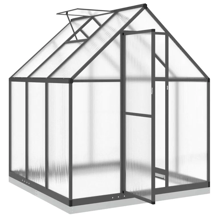 Gewächshaus mit Fundamentrahmen - Aluminium/PC, Pflanzenhaus mit Dachrinnensystem Flügeltür, Treibhaus für Pflanzen, Frühbeet (169 x 169 x 202 cm) – Bild 6
