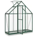 Gewächshaus mit Fundamentrahmen - Aluminium/PC, Pflanzenhaus mit Dachrinnensystem Flügeltür, Treibhaus für Pflanzen, Frühbeet (169 x 58 x 202 cm) - Thumbnail 6