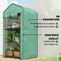 Outsunny Gewächshaus mit 3 Regalböden, Balkongewächshaus, verstärkte PE-Plane, Stahlrahmen, aufrollbare Reißverschlusstür, für Gemüse, Pflanzen und Blumen, 59 x 39 x 127 cm, grün - Thumbnail 3