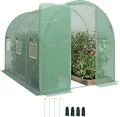Outsunny Gewächshaus 3 x 2 x 2 m Foliengewächshaus mit Abschließbar Anschlag-Tür 6 Rollbar Netzfenster Stützstangen Verlängerte Kanten, UV-beständig Folientunnel, Winterfest Tomatenhaus, Grün - Thumbnail 1